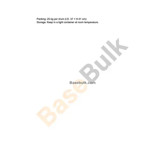 Betaine HCl specification sheet with assay, microbiological, and packing details