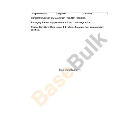Carica Papaya Extract Papain 100000IU/g specification sheet