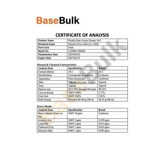 Barbary Fig Extract 10:1 specification sheet RM0000438