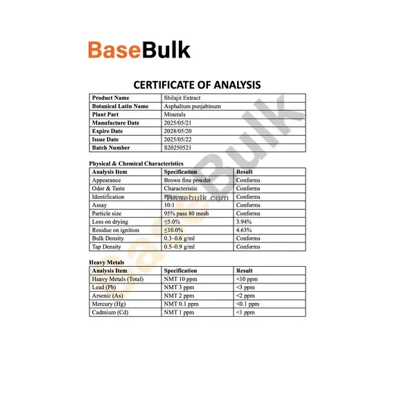 Shilajit (Mumio) Extract 10:1 (Asphaltum punjabianum) brown fine powder
