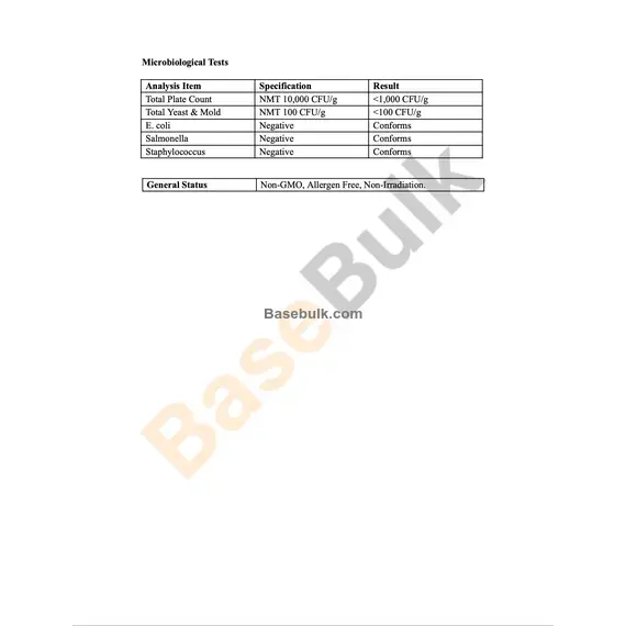Acerolla Cherry extract 10:1 pink fine powder specification sheet RM0000509